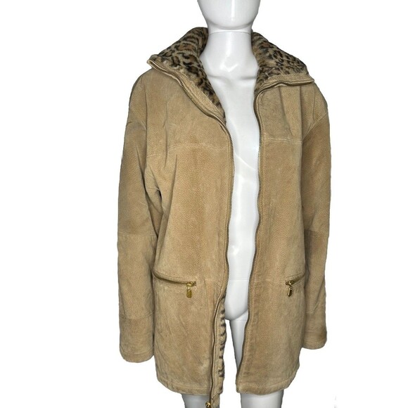 Vintage Jones New York Sport Coat Women’s Large Suede Leather Penny Lane 90s - Picture 4 of 11